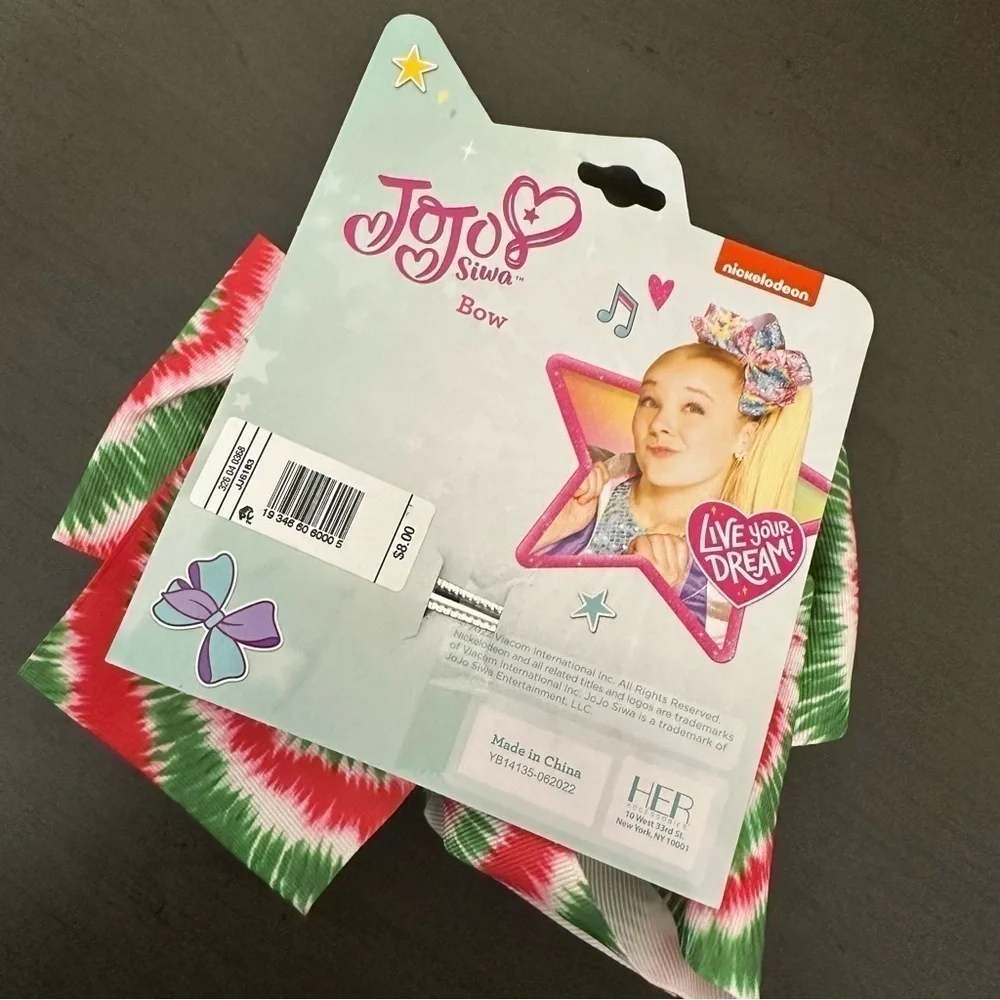JoJo Siwa Hair Bows Christmas Green Red Tie Dye Rhinestone Bow Detail Holiday
